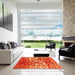 Square Contemporary Orange Modern Rug in a Living Room, con1819