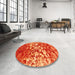 Round Machine Washable Contemporary Orange Rug in a Office, wshcon1819