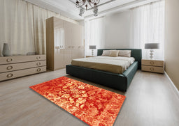 Contemporary Orange Modern Rug in a Bedroom, con1819