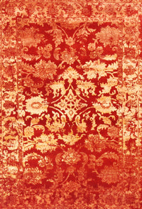 Machine Washable Contemporary Orange Rug, wshcon1819