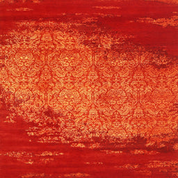 Square Contemporary Orange Red Modern Rug, con1820