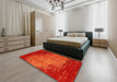 Contemporary Orange Red Modern Rug in a Bedroom, con1820