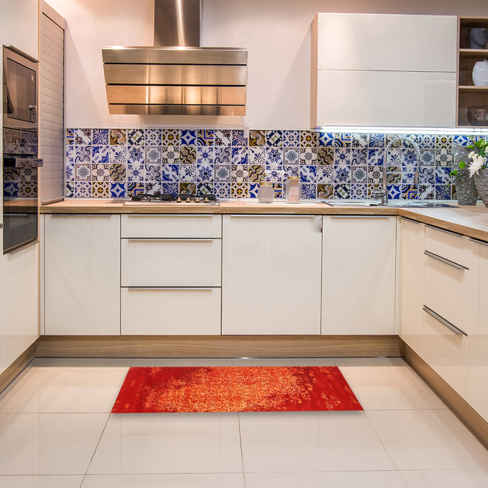 Machine Washable Contemporary Orange Red Rug in a Kitchen, wshcon1820