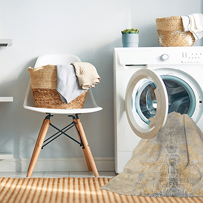 Machine Washable Contemporary Gold Rug in a Washing Machine, wshcon1825
