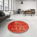 Round Machine Washable Contemporary Red Rug in a Office, wshcon1826