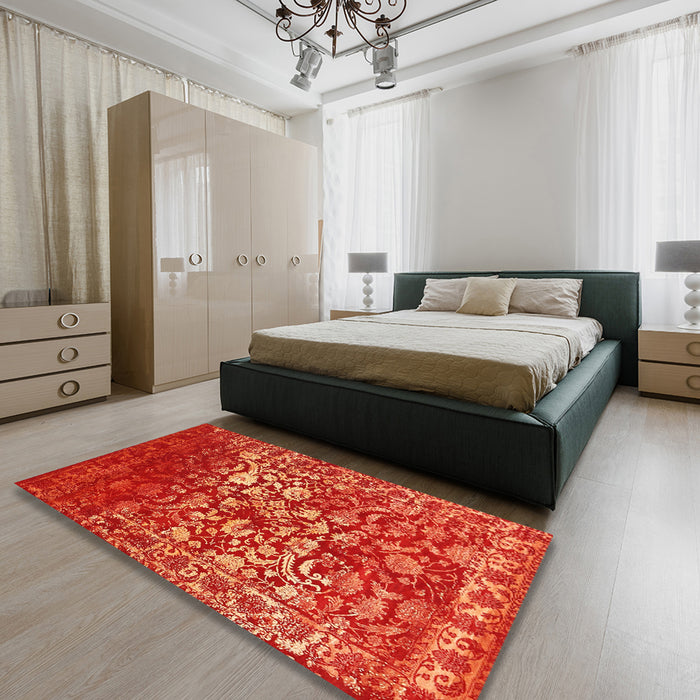 Contemporary Red Modern Rug in a Bedroom, con1826