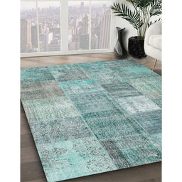 Machine Washable Contemporary Tiffany Blue Rug in a Family Room, wshcon1827