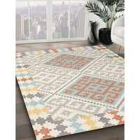 Contemporary Light French Beige Brown Southwestern Rug, con1831