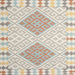 Square Contemporary Light French Beige Brown Southwestern Rug, con1831