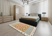 Contemporary Tan Brown Southwestern Rug in a Bedroom, con1834