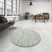 Round Contemporary Gunmetal Gray Modern Rug in a Office, con1835