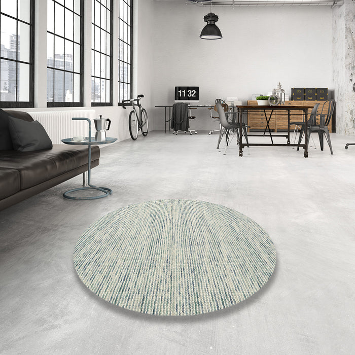 Round Machine Washable Contemporary Gunmetal Gray Rug in a Office, wshcon1835