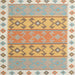 Square Contemporary Bronze Brown Southwestern Rug, con1836