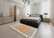 Contemporary Bronze Brown Southwestern Rug in a Bedroom, con1836