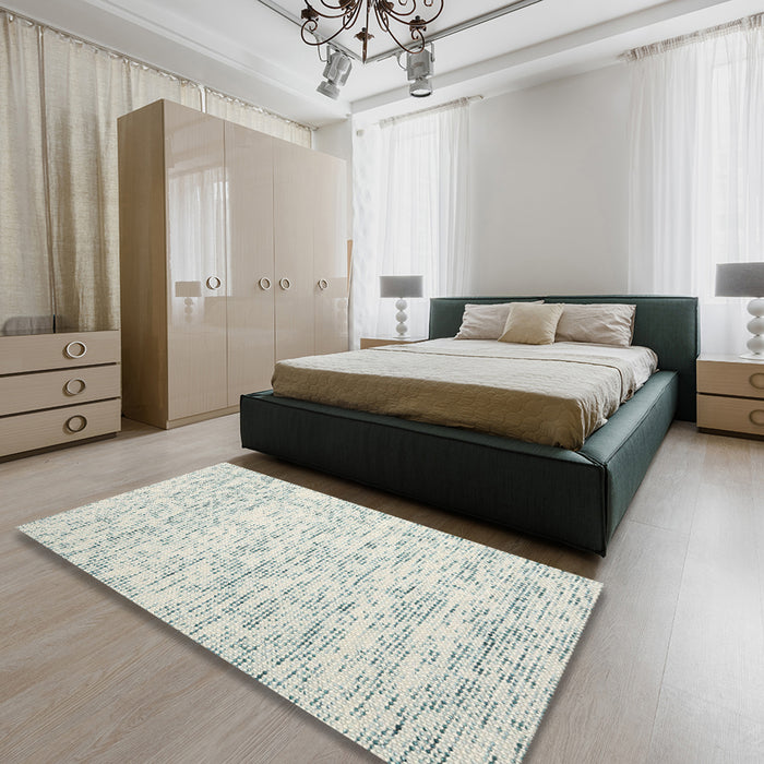 Contemporary Dark Gray Modern Rug in a Bedroom, con1837