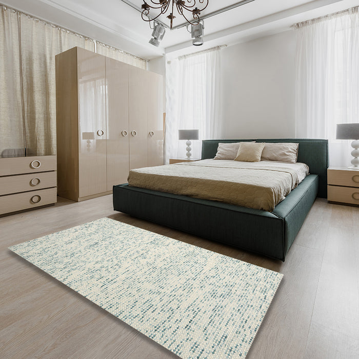 Machine Washable Contemporary White Gold Rug in a Bedroom, wshcon1838