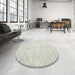 Round Machine Washable Contemporary White Gold Rug in a Office, wshcon1838