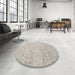 Round Machine Washable Contemporary Rosy Pink Rug in a Office, wshcon1840