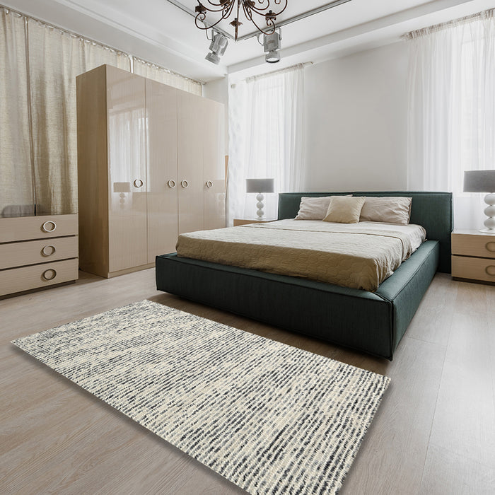 Machine Washable Contemporary Gunmetal Gray Rug in a Bedroom, wshcon1841
