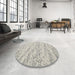 Round Contemporary Gunmetal Gray Modern Rug in a Office, con1841