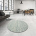 Round Contemporary Gunmetal Gray Modern Rug in a Office, con1842