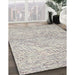 Contemporary Gunmetal Gray Modern Rug in Family Room, con1843