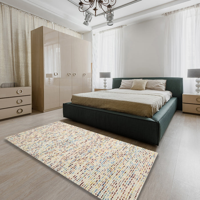 Contemporary Camel Brown Modern Rug in a Bedroom, con1844
