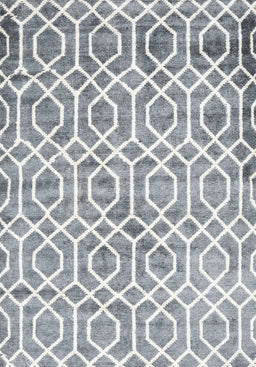 Contemporary Light Gray Trellis Rug, con1851