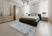 Contemporary Light Gray Trellis Rug in a Bedroom, con1851