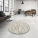 Round Machine Washable Contemporary Gold Rug in a Office, wshcon1853