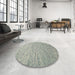 Round Machine Washable Contemporary Pale Silver Gray Rug in a Office, wshcon1854