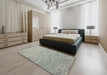 Contemporary Pale Silver Gray Modern Rug in a Bedroom, con1854