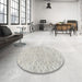 Round Contemporary Dark Gray Modern Rug in a Office, con1856