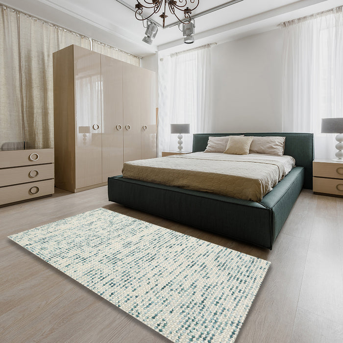 Contemporary Dark Gray Solid Rug in a Bedroom, con1857