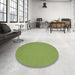 Round Machine Washable Contemporary Pistachio Green Rug in a Office, wshcon185