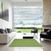 Square Contemporary Pistachio Green Modern Rug in a Living Room, con185