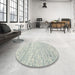 Round Machine Washable Contemporary White Gold Rug in a Office, wshcon1860