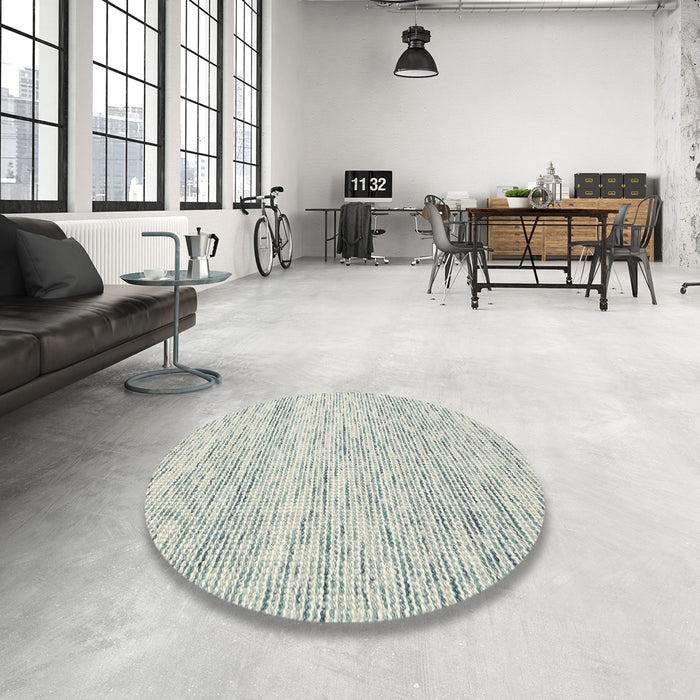Round Contemporary White Gold Modern Rug in a Office, con1860