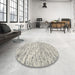 Round Contemporary Sage Green Modern Rug in a Office, con1862