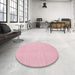 Round Machine Washable Contemporary Light Pink Rug in a Office, wshcon1863