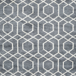 Square Contemporary Gray Trellis Rug, con1864