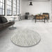 Round Contemporary Dark Gray Modern Rug in a Office, con1866