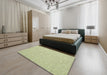 Contemporary Harvest Gold Modern Rug in a Bedroom, con1867