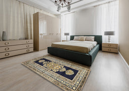 Contemporary Brownish Green Modern Rug in a Bedroom, con1868
