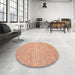 Round Contemporary Orange Red Modern Rug in a Office, con1870