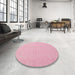 Round Contemporary Pink Modern Rug in a Office, con1871