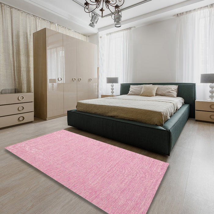 Machine Washable Contemporary Pink Rug in a Bedroom, wshcon1871