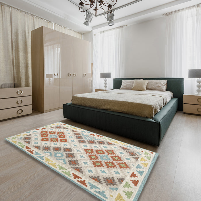 Machine Washable Contemporary Camel Brown Rug in a Bedroom, wshcon1873