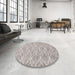 Round Contemporary Pale Silver Gray Modern Rug in a Office, con1874