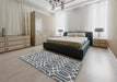 Contemporary Silver Gray Modern Rug in a Bedroom, con1875